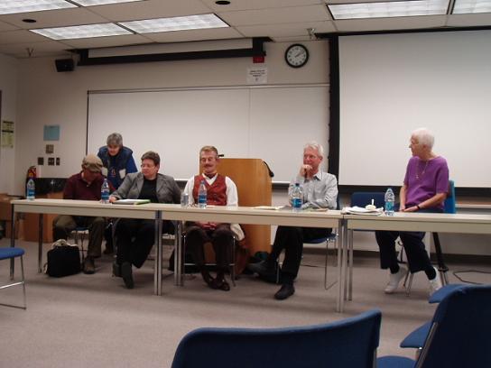 Photograph of all speakers on the panel